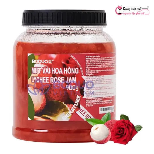 Boduo Vải Hoa Hồng 900g, Hộp 900g, thùng 12