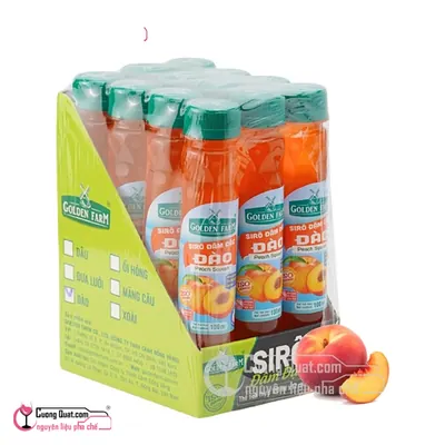 Goldenfarm Siro ĐẬM ĐẶC Đào 100ml, Chai 100ml, lốc 12