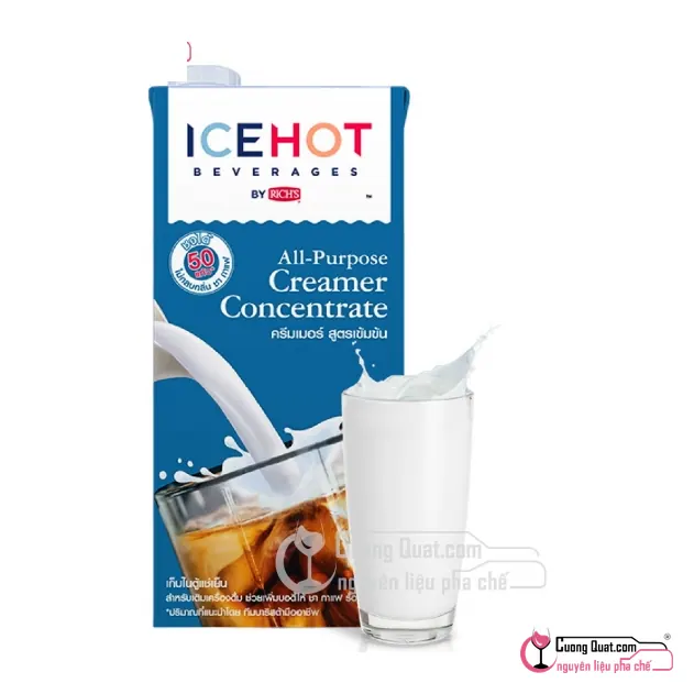 Kem Béo Thực Vật Cô Đặc Icehot 1kg, Hộp 1kg, thùng 12