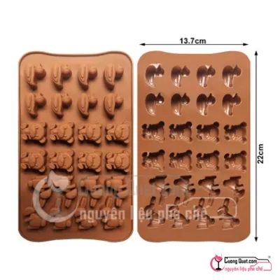 Khay Silicon Nâu Vịt + Gấu + Thỏ (24 Con), Cái