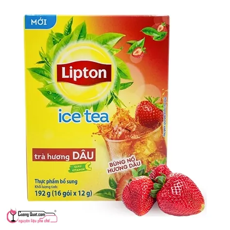 Lipton Trà Ice Tea Dâu 192g (16 gói x12g), Hộp 192g, thùng 30