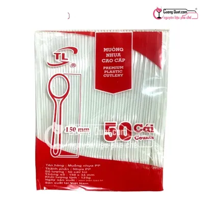 Muỗng Nhựa Cao Cấp Trắng (50 cái), Gói