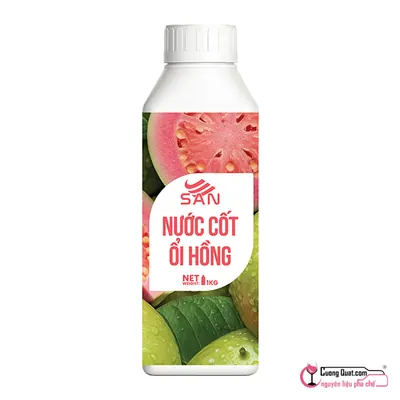 San Nước Cốt Ổi Hồng 1kg, Chai 1kg, thùng 12