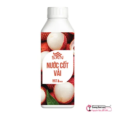 San Nước Cốt Vải 1kg, Chai 1kg, thùng 12