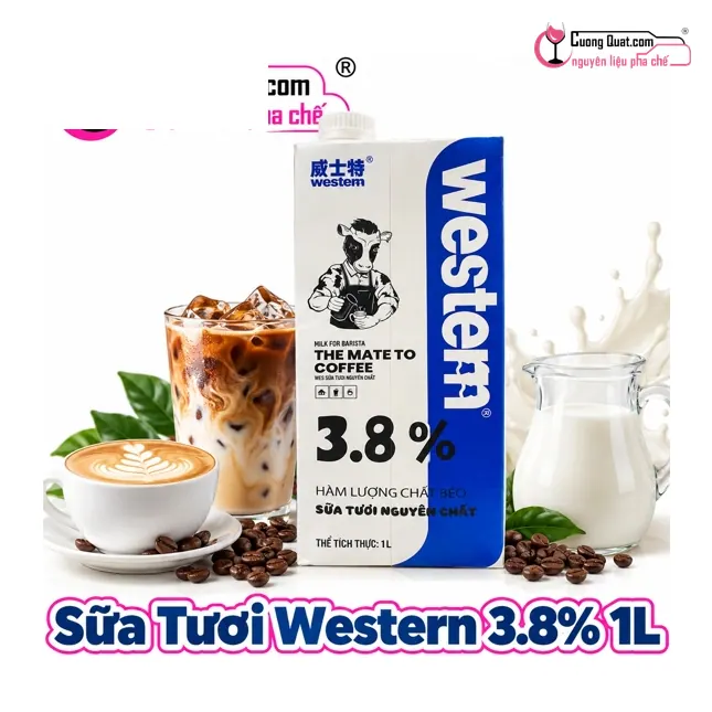 Sữa Tươi Western 3,8% 1L, Hộp 1L, thùng 12