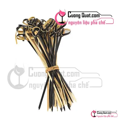 Tăm Tre Xiên Trái Cây Thắt Nút Đen 100 cái – 12cm, Cái