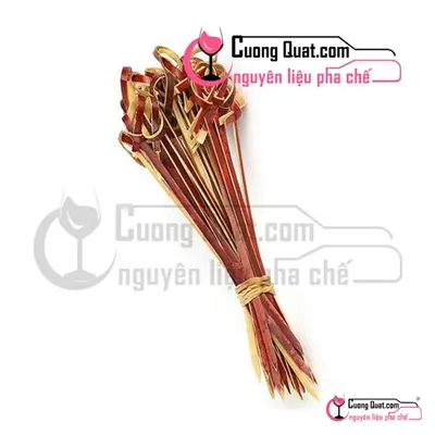 Tăm Tre Xiên Trái Cây Thắt Nút Đỏ 100 cái – 12cm, Cái