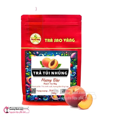 Trà Túi Nhúng Đào Sao Vàng 100g, Gói 100g, thùng 30