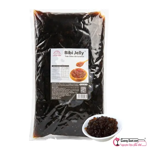 Trân Châu 3Q Bibi Đen Caramel 2kg, Gói 2kg, thùng 6