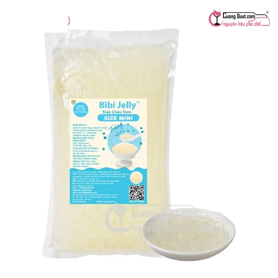 Trân Châu 3Q Bibi Trắng Trơn Size Mini 2kg, Gói 2kg, thùng 6