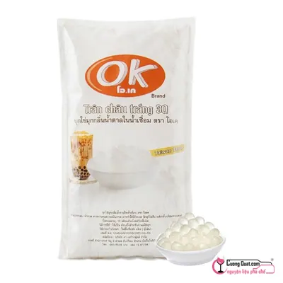 Trân Châu 3Q Trắng OK Thái 2kg, Gói 2kg, thùng 6