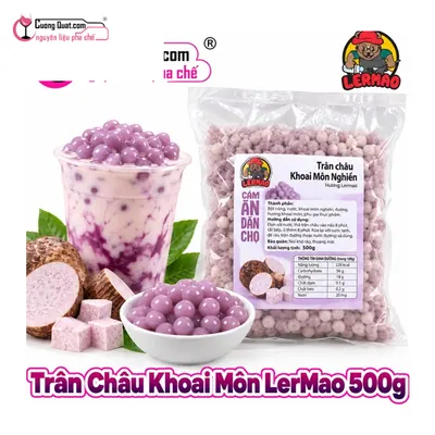 Trân Châu Khoai Môn Lermao 500g, Gói 500g, thùng 30