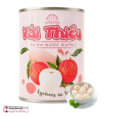 Vải Ngâm Lotus Tem Trắng 560g, Hộp 560g, thùng 12