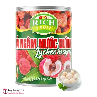 Vải Ngâm Rich 580g, Hộp 580g, thùng 12
